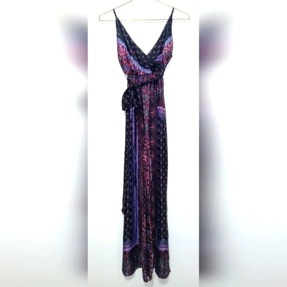 FREE PEOPLE CABBAGE ROSE SILKY SATIN JUMPSUIT.